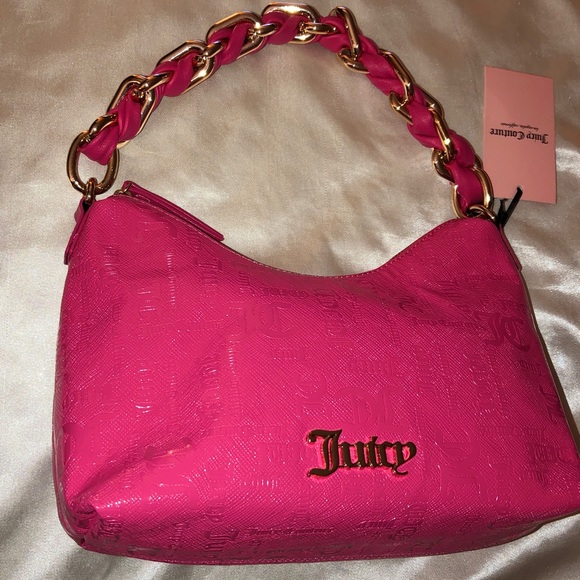 Juicy Couture Pink Flash Enchanted Hobo Bag Top Handle Woven Chunky Strap NWT main image 1